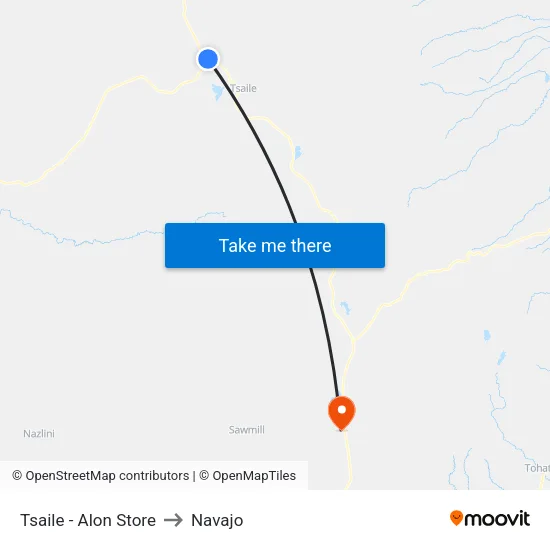 Tsaile - Alon Store to Navajo map