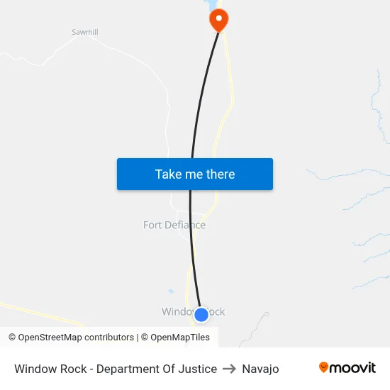Window Rock - Department Of Justice to Navajo map
