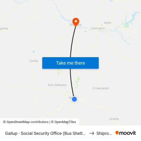 Gallup - Social Security Office (Bus Shelter) to Shiprock map