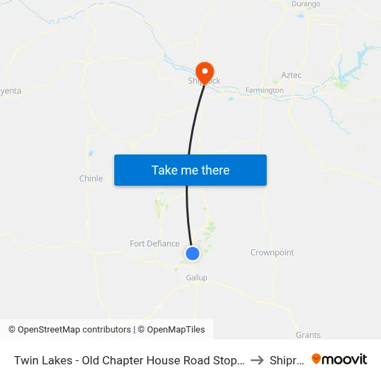 Twin Lakes - Old Chapter House Road Stop Northbound to Shiprock map