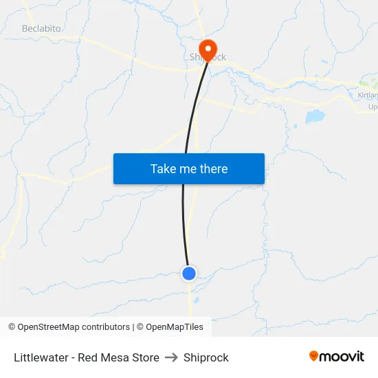 Littlewater - Red Mesa Store to Shiprock map