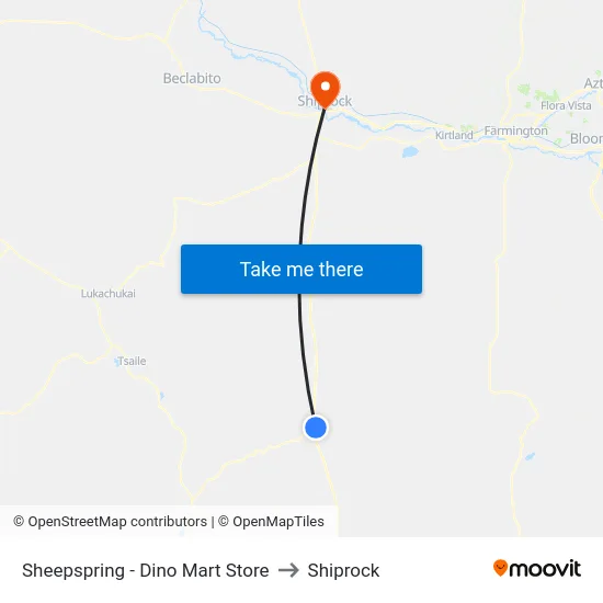 Sheepspring - Dino Mart Store to Shiprock map