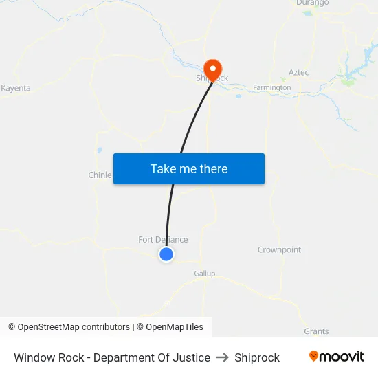 Window Rock - Department Of Justice to Shiprock map