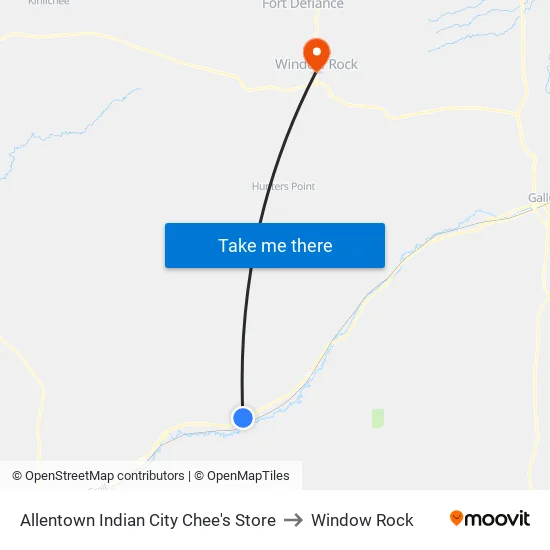 Allentown - Indian City Chee's Store to Window Rock map