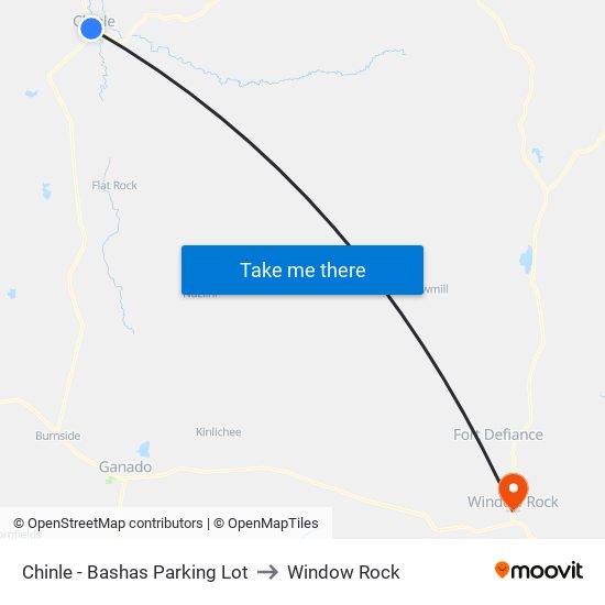 Chinle - Bashas Parking Lot to Window Rock map