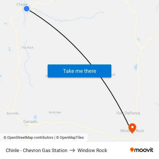 Chinle - Chevron Gas Station to Window Rock map