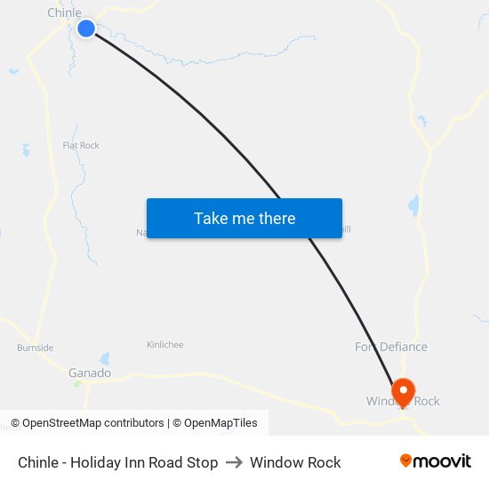 Chinle - Holiday Inn Road Stop to Window Rock map