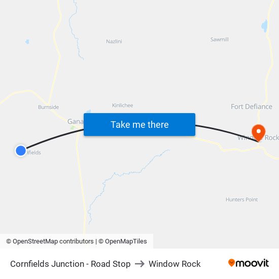 Cornfields Junction - Road Stop to Window Rock map