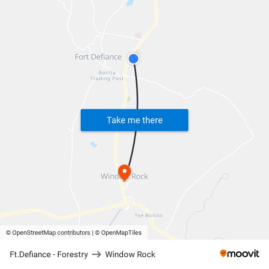 Ft.Defiance - Forestry to Window Rock map