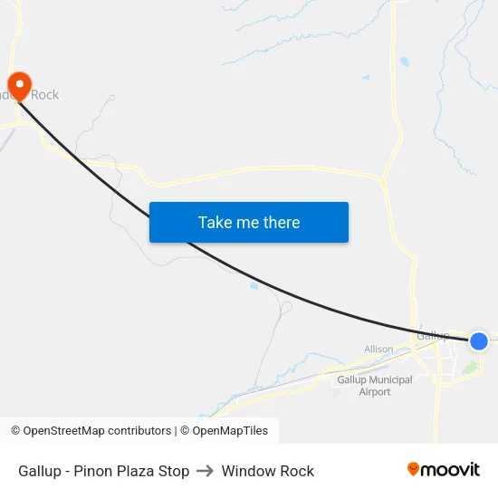 Gallup - Pinon Plaza to Window Rock map
