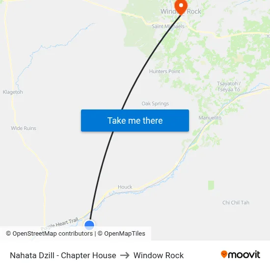 Nahata Dzill - Chapter House to Window Rock map