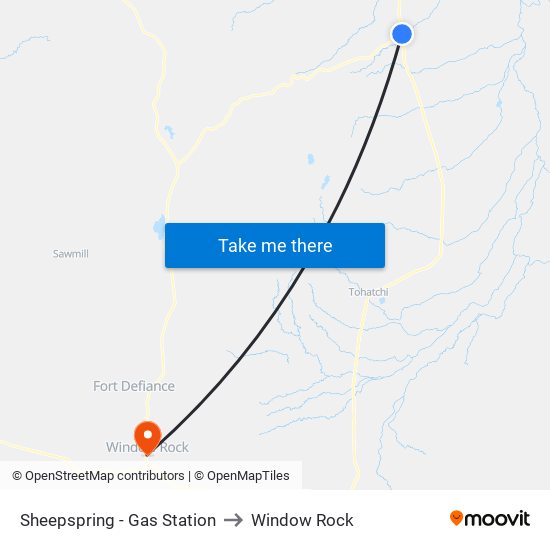 Sheepspring - Gas Station to Window Rock map