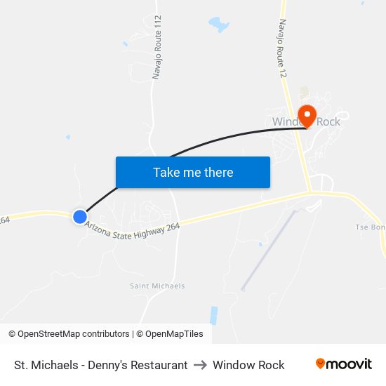 St. Michaels - Denny's Restaurant to Window Rock map