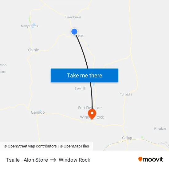 Tsaile - Alon Store to Window Rock map