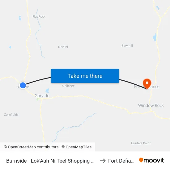Burnside - Lok' Aah Ni Teel Shopping Ctr to Fort Defiance map