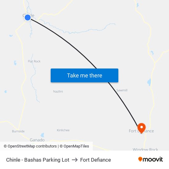 Chinle - Bashas Parking Lot to Fort Defiance map