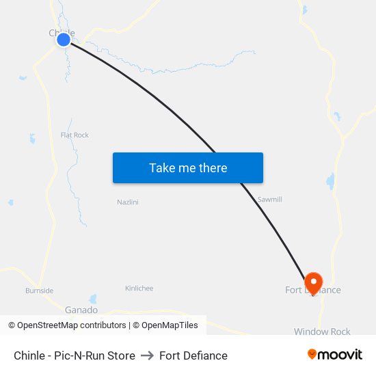 Chinle - Pic-N-Run Store to Fort Defiance map