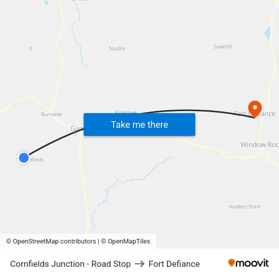 Cornfields Junction - Road Stop to Fort Defiance map