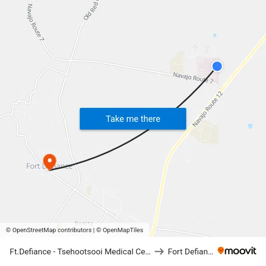 Ft.Defiance - Tsehootsooi Medical Center to Fort Defiance map