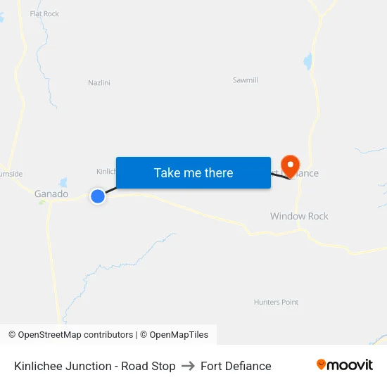 Kinlichee Junction - Road Stop to Fort Defiance map