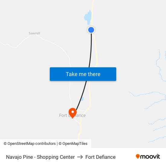 Navajo Pine - Shopping Center to Fort Defiance map