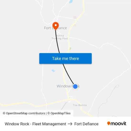 Window Rock - Fleet Management to Fort Defiance map