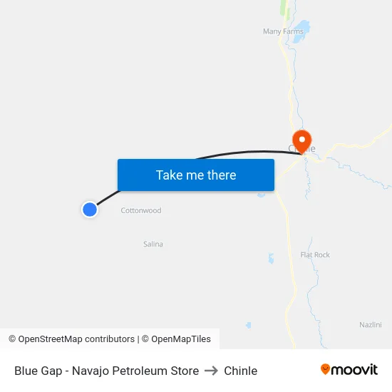 Blue Gap - Navajo Petroleum Store to Chinle map