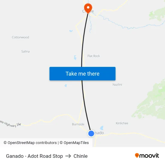 Ganado - Adot Road Stop to Chinle map