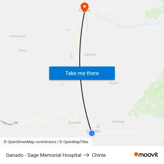 Ganado - Sage Memorial Hospital to Chinle map