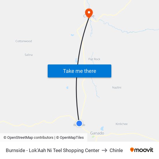 Burnside - Lok'Aah Ni Teel Shopping Center to Chinle map