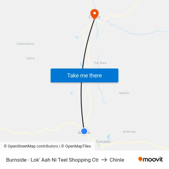 Burnside - Lok' Aah Ni Teel Shopping Ctr to Chinle map