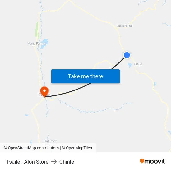 Tsaile - Alon Store to Chinle map
