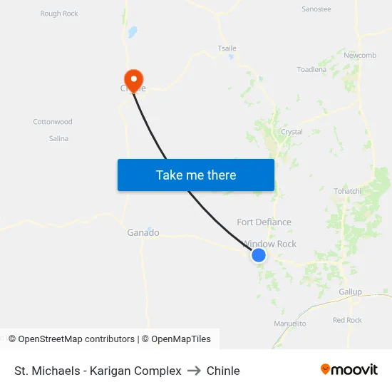 St. Michaels - Karigan Complex to Chinle map