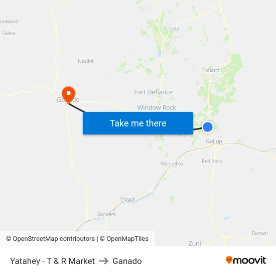 Yatahey - T & R Market to Ganado map