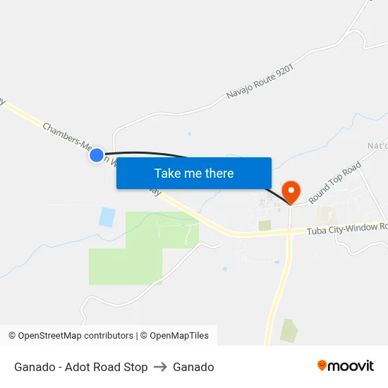 Ganado - Adot Road Stop to Ganado map