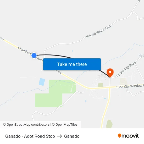 Ganado - Adot Road Stop to Ganado map