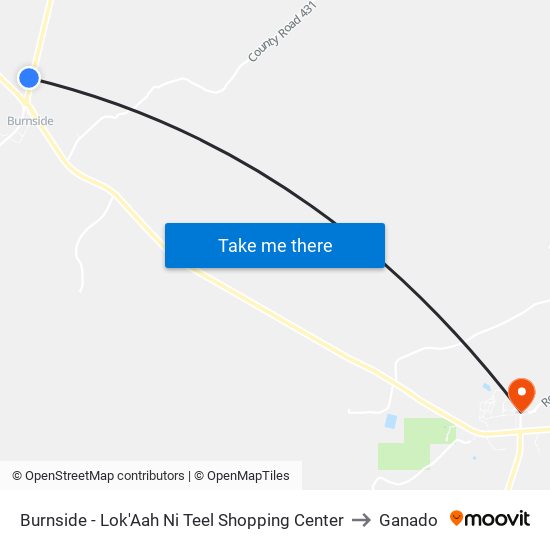 Burnside - Lok'Aah Ni Teel Shopping Center to Ganado map