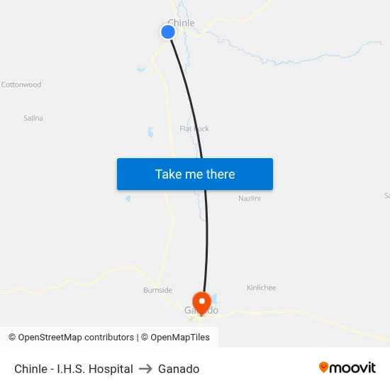 Chinle - I.H.S. Hospital to Ganado map