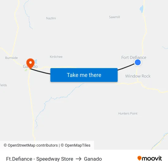 Ft.Defiance - Speedway Store to Ganado map