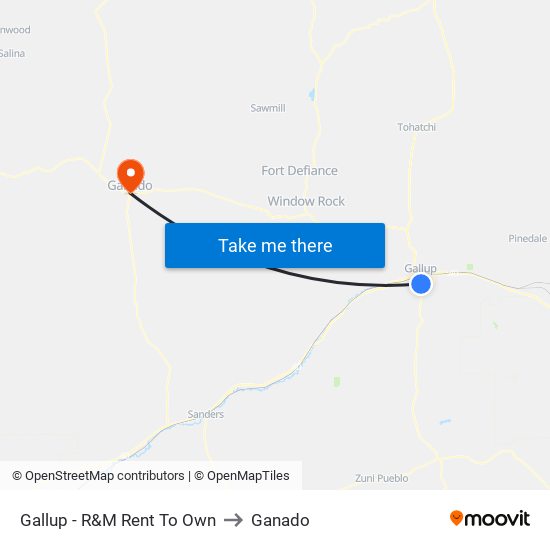 Gallup - R&M Rent To Own to Ganado map