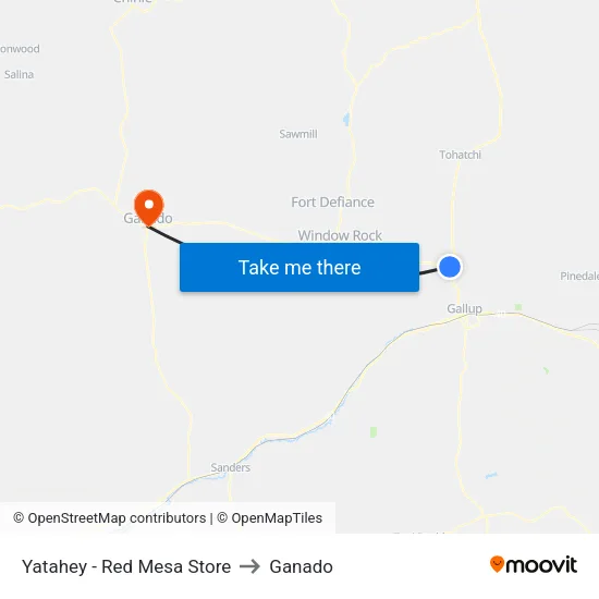 Yatahey - Vacant Red Mesa Store to Ganado map