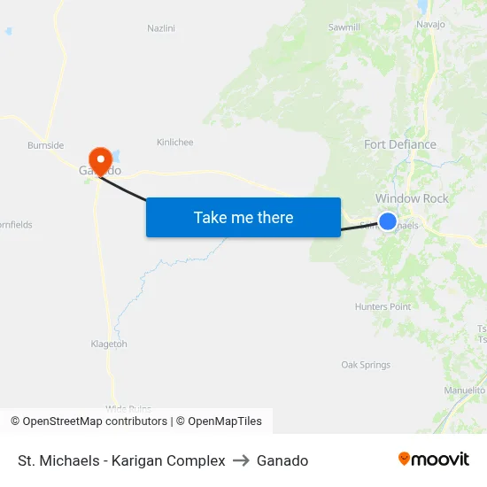 St. Michaels - Karigan Complex to Ganado map
