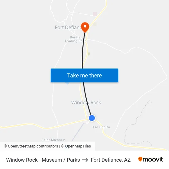 Window Rock - Museum / Parks to Fort Defiance, AZ map