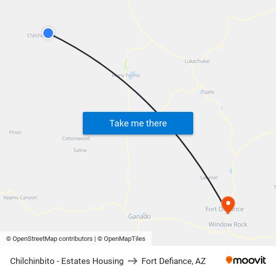 Chilchinbito - Estates Housing to Fort Defiance, AZ map