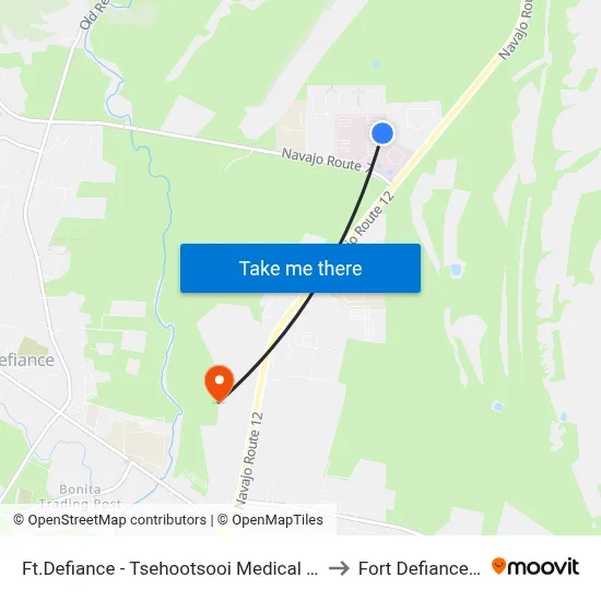 Ft.Defiance - Tsehootsooi Medical Center to Fort Defiance, AZ map