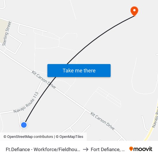 Ft.Defiance - Workforce/Fieldhouse to Fort Defiance, AZ map