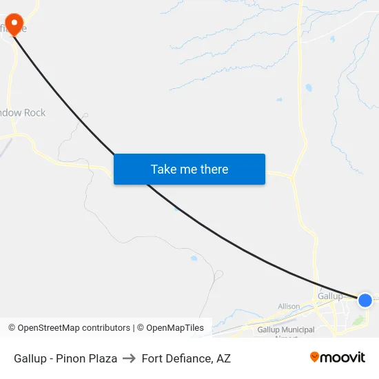 Gallup - Pinon Plaza to Fort Defiance, AZ map