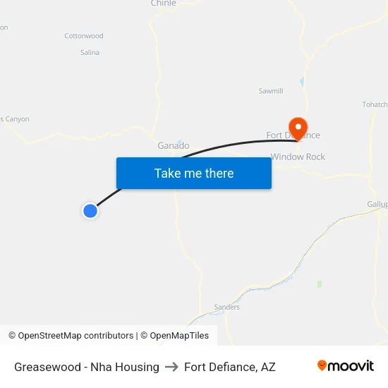 Greasewood - Nha Housing to Fort Defiance, AZ map