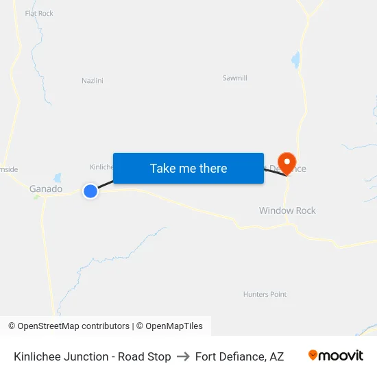 Kinlichee Junction - Road Stop to Fort Defiance, AZ map