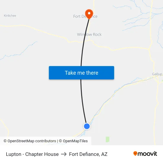 Lupton - Chapter House to Fort Defiance, AZ map